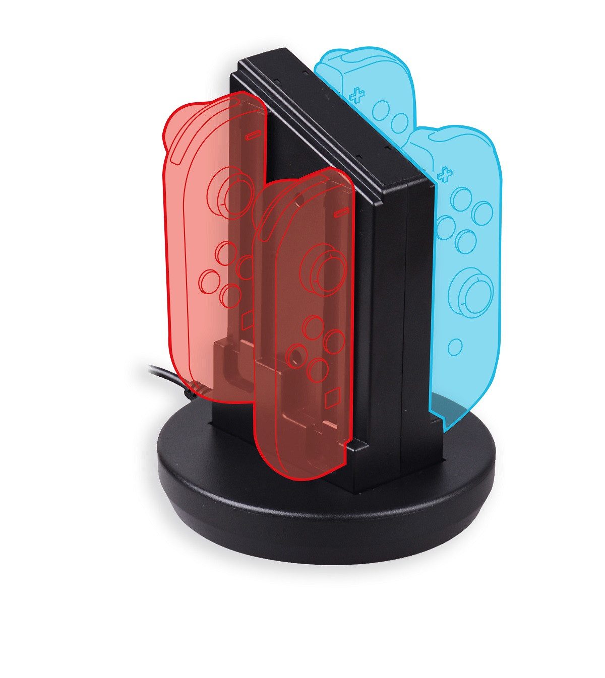 Qware Gaming Ladestation kompatibel mit Nintendo Controller – 4-in-1 Lade-Dock Zubehör Nintendo