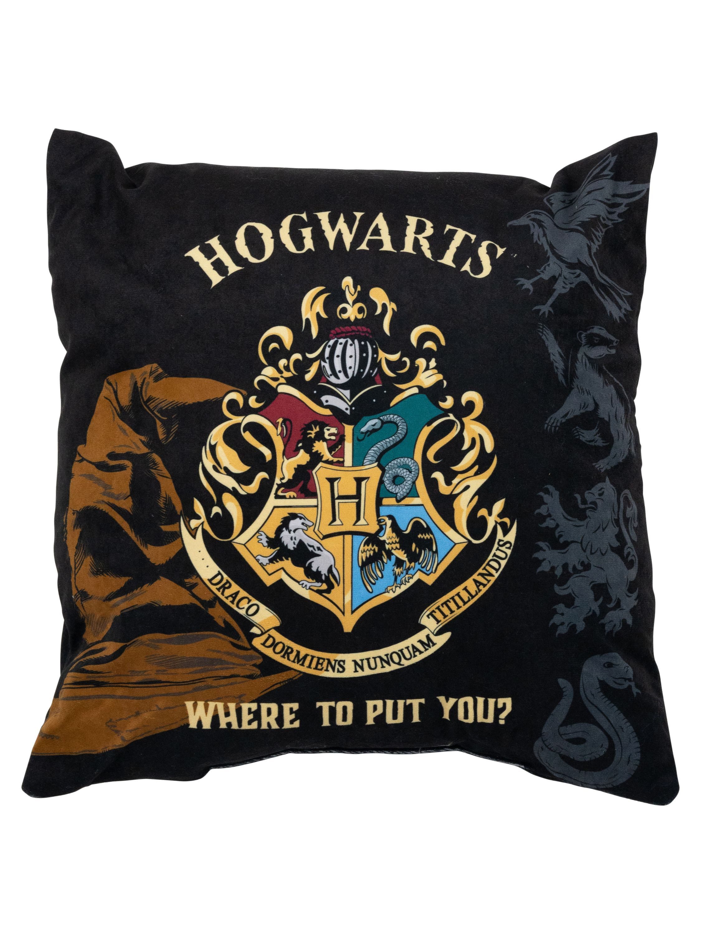 Dekokissen Harry Potter Hogwarts Kissen Plüsch Zierkissen Kopfkissen 40x40 cm