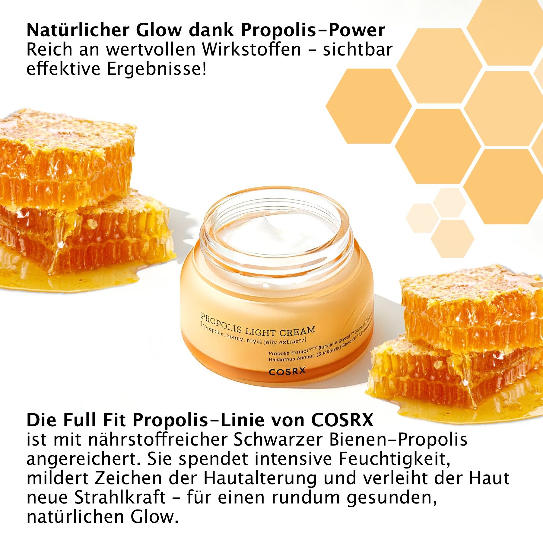 Cosrx Gesichtspflege COSRX Propolis Light Cream Gesichtscreme Tagescreme Pflegecreme, 1-tlg., Gesichtscreme, Hautpflege, Tagescreme, Pflegecreme