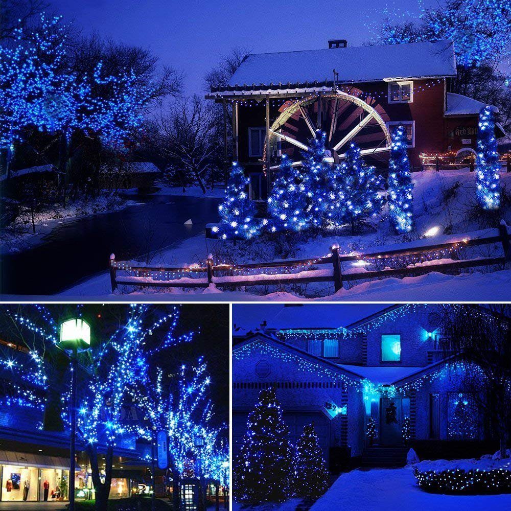 Rosnek LED-Lichterkette Wasserdicht Blau Party, 10-100M Beleuchtung, Weihnachten Außen LED 100-2000 Lichterkette