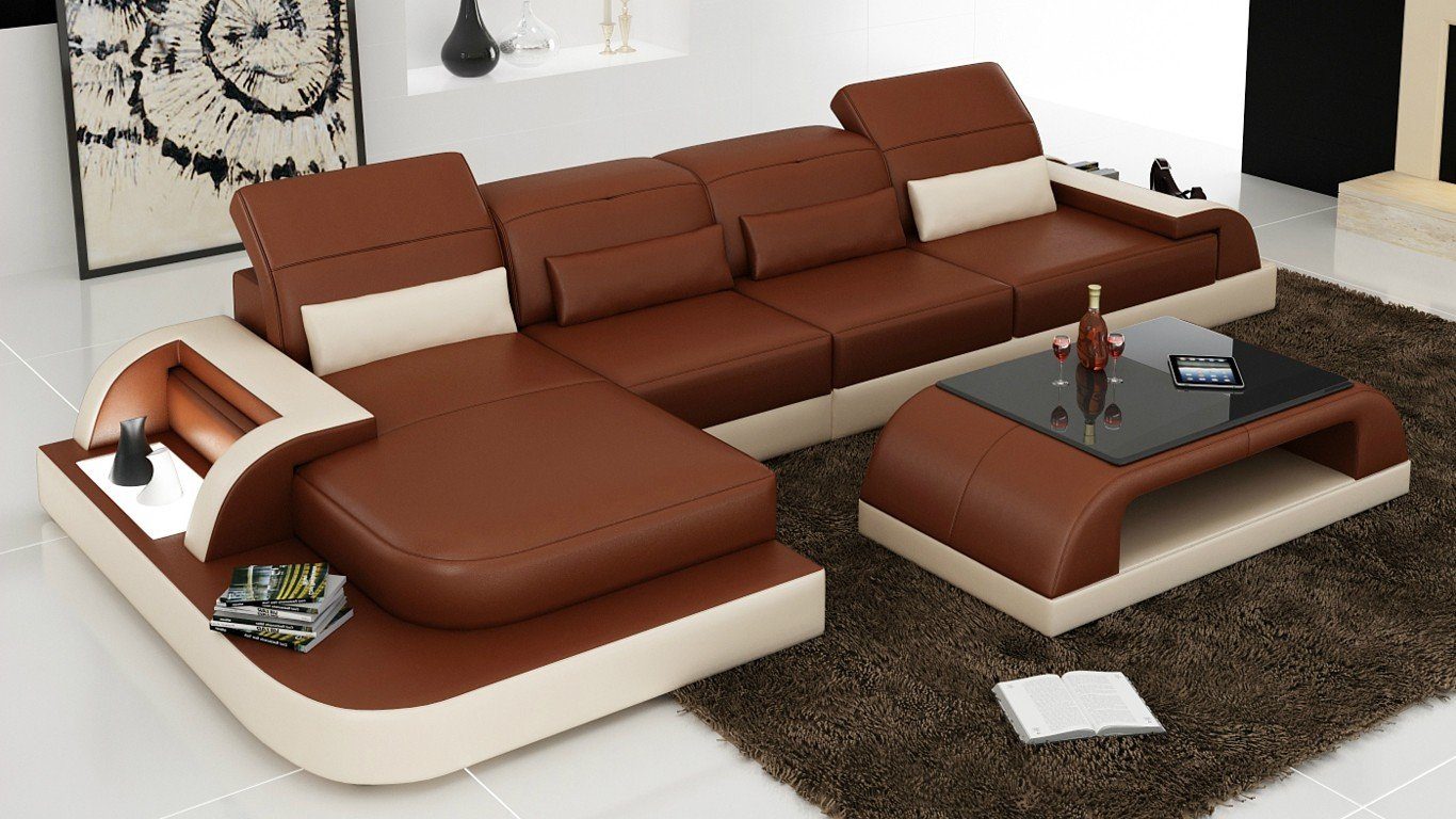 JVmoebel Ecksofa Braunes L Form Sofa Couch Polster Garnitur Wohnlandschaft, Made in Europe