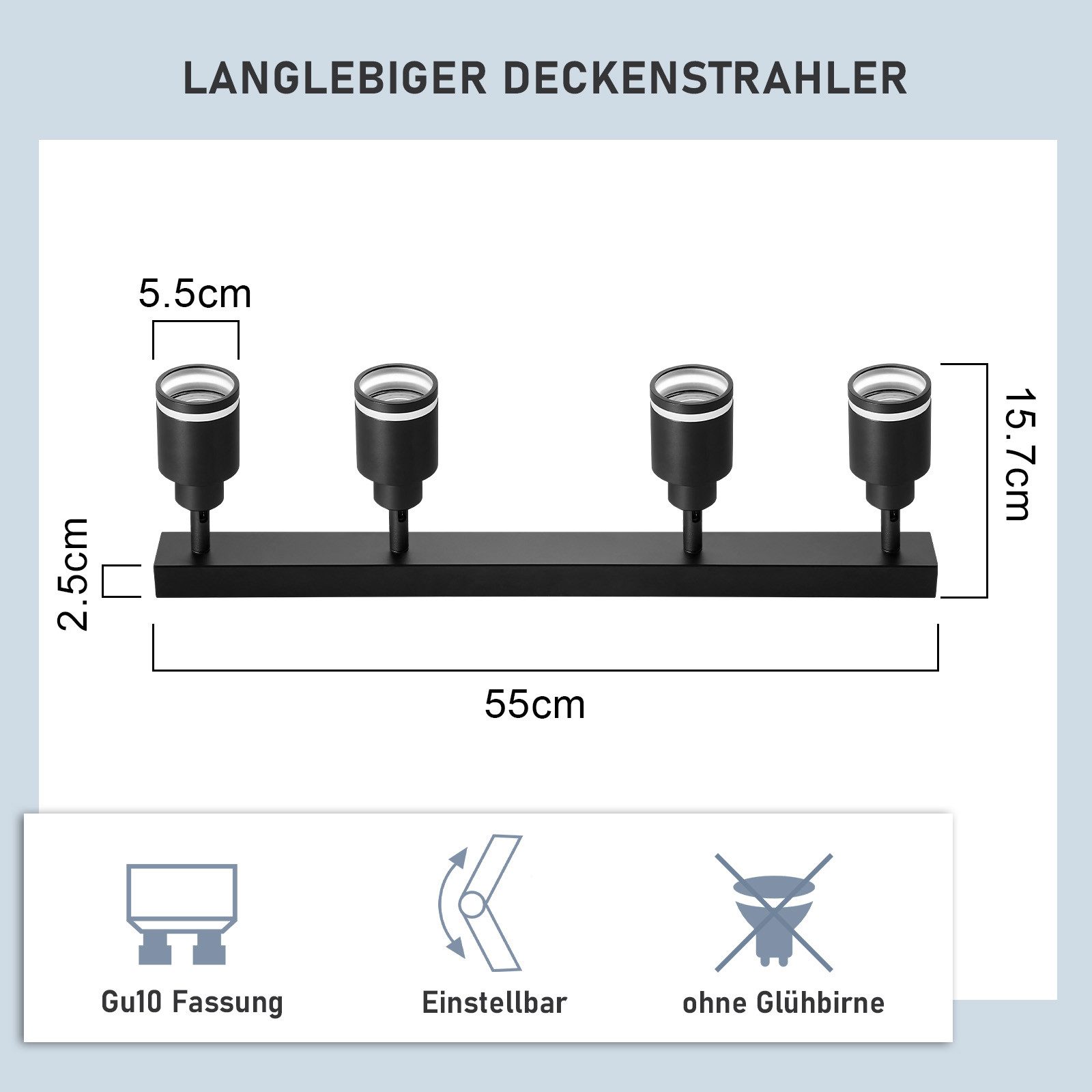 ZMH Deckenstrahler 4 Flammig Schwenkbar Deckenleuchte Küchenlampe für Büro günstig online kaufen