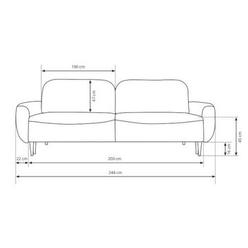 MOEBLO Sofa Bohdan, mit Schlaffunktion mit Bettkasten, Couch Polstermöbel Sitzmöbel Wohnzimmermöbel 3-Sitzer-Sofa Stoffsofa, mit Relaxfunktion, (BxHxT):244x92x102 cm