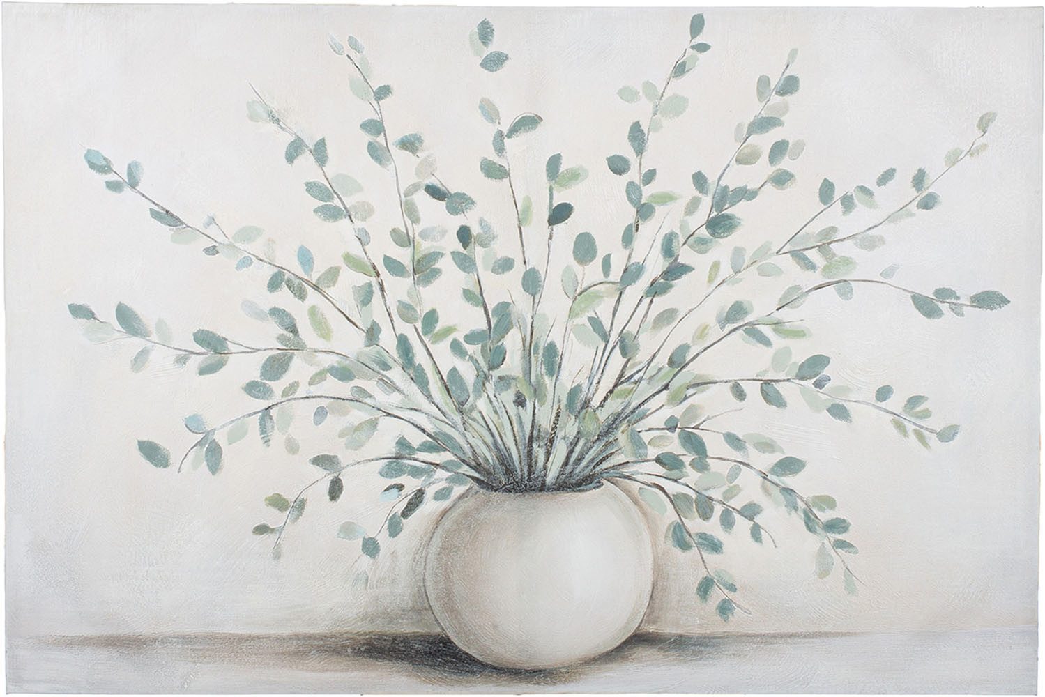 GILDE Metallbild Bild rechteckig Vase mit Eukalyptus, Blume (1 St)