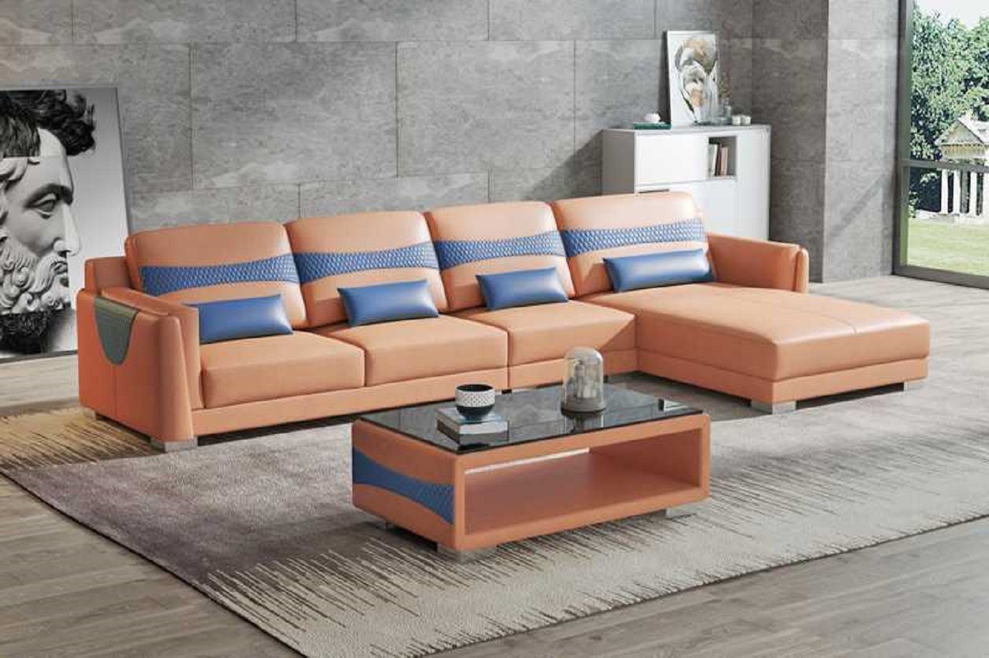 Wohnzimmer Made Neu, Luxus Braun Sofa Ecksofa Europe in Teile, Ecksofa 3 JVmoebel Couch L Form Liege Eckgarnitur