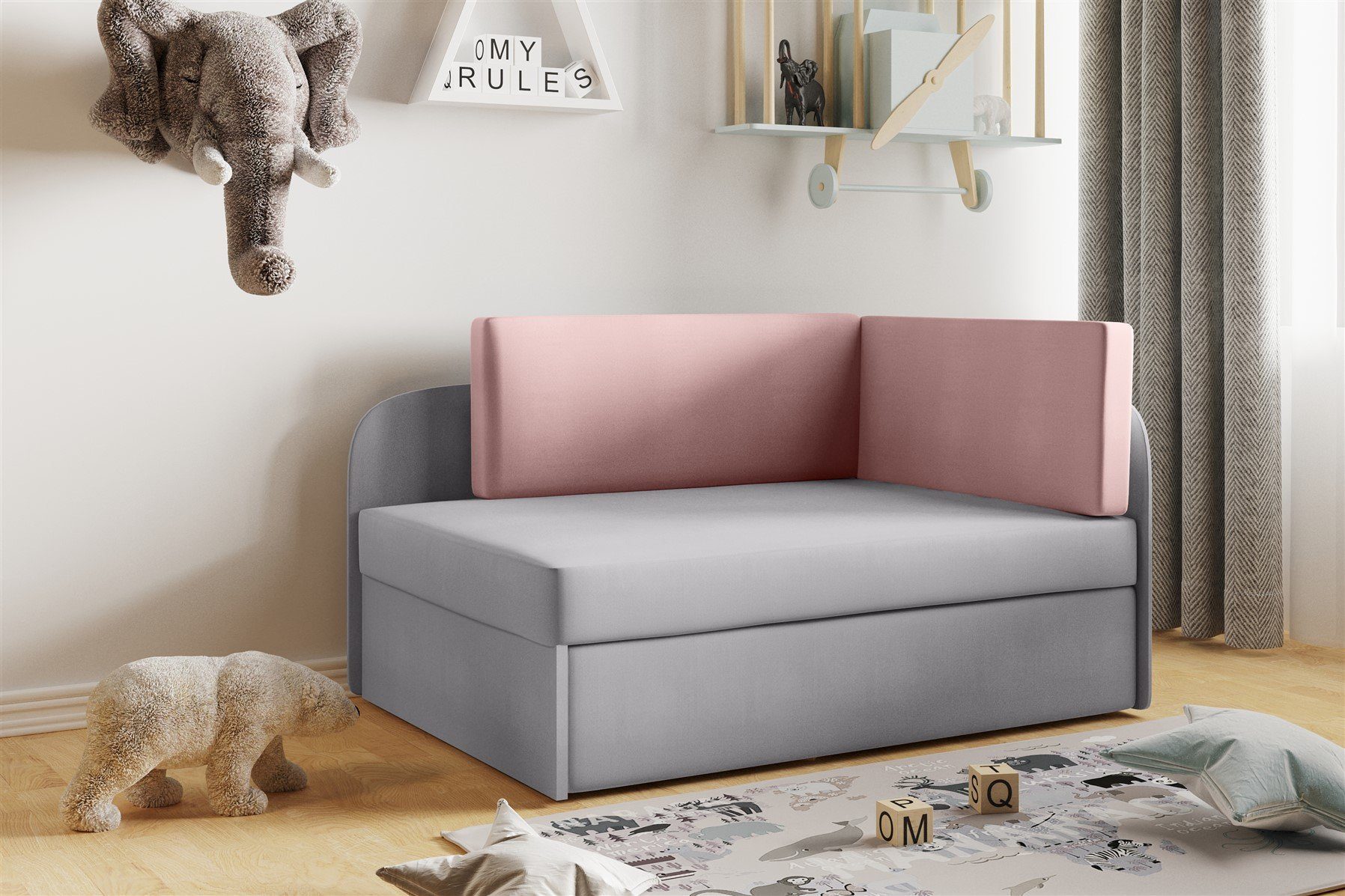 Fun Möbel Kindersofa Sofa Kindersofa Schlafsofa inkl. Bettkasten MAILO Seite Li o. Re, mit Schlaffunktion
