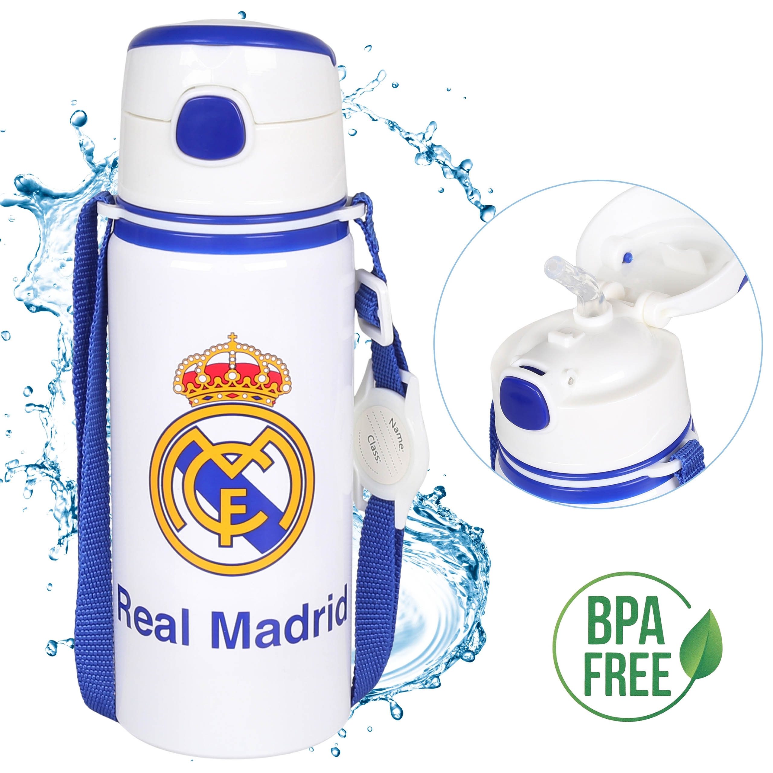 Real Madrid Trinkflasche Real Madrid Aluminium THERMOFLASCHE, mit Schulterriemen 600ml