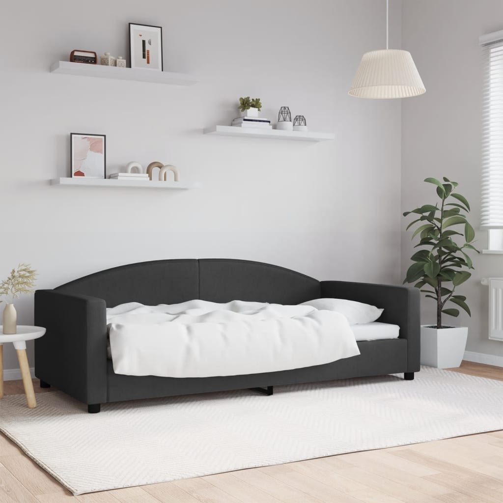 Bett 2-in-1 Tagesbett Sofa Schwarz 212x100x75 cm mit Massivholz und