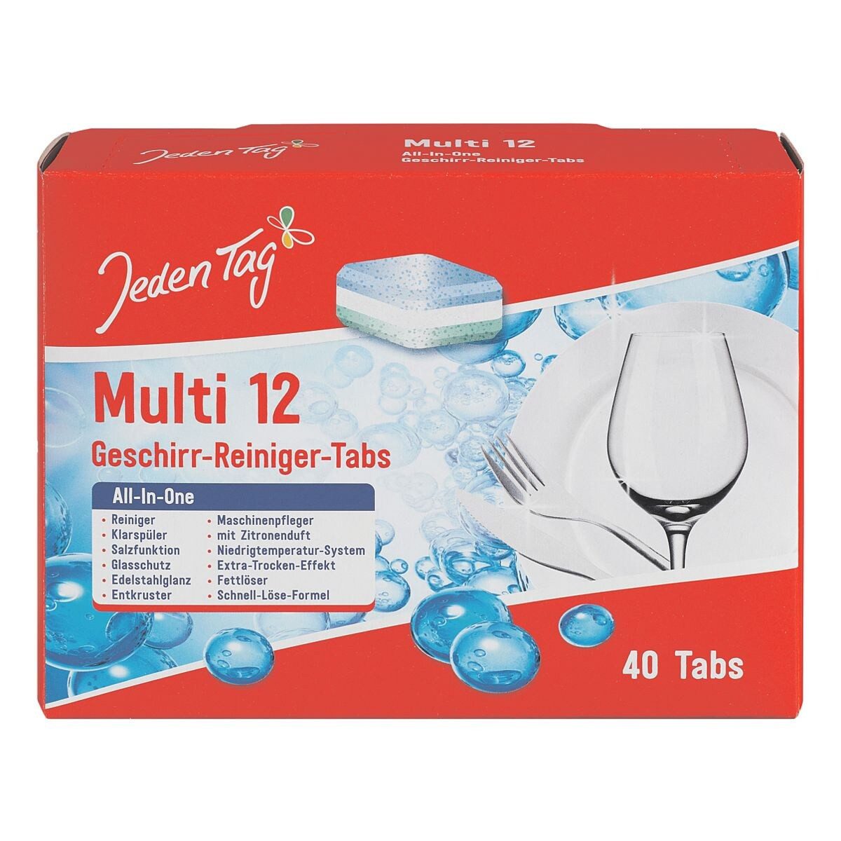 Jeden Tag Multi 12 Spülmaschinentabs (40 Tabs, All-In-One)
