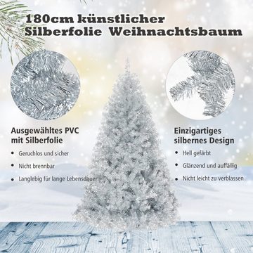 COSTWAY Künstlicher Weihnachtsbaum »Tannenbaum, Christbaum«, 180 cm, PVC Kunstbaum, Silber
