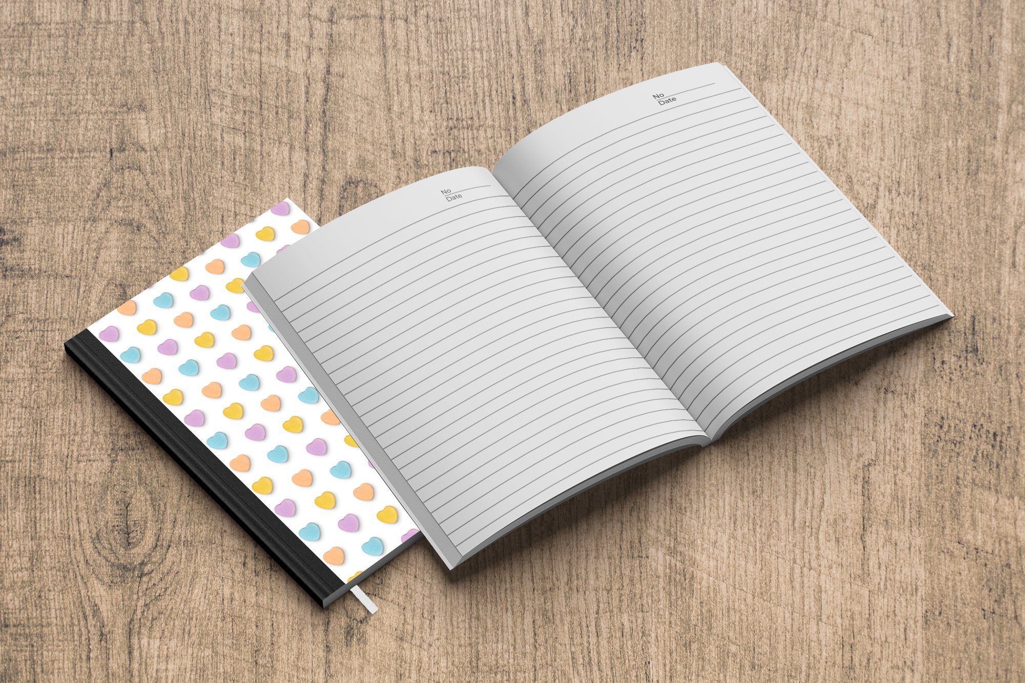 Notizbuch Seiten, - Haushaltsbuch Pastell, Tagebuch, Muster Journal, A5, MuchoWow - 98 Notizheft, Merkzettel, Herz