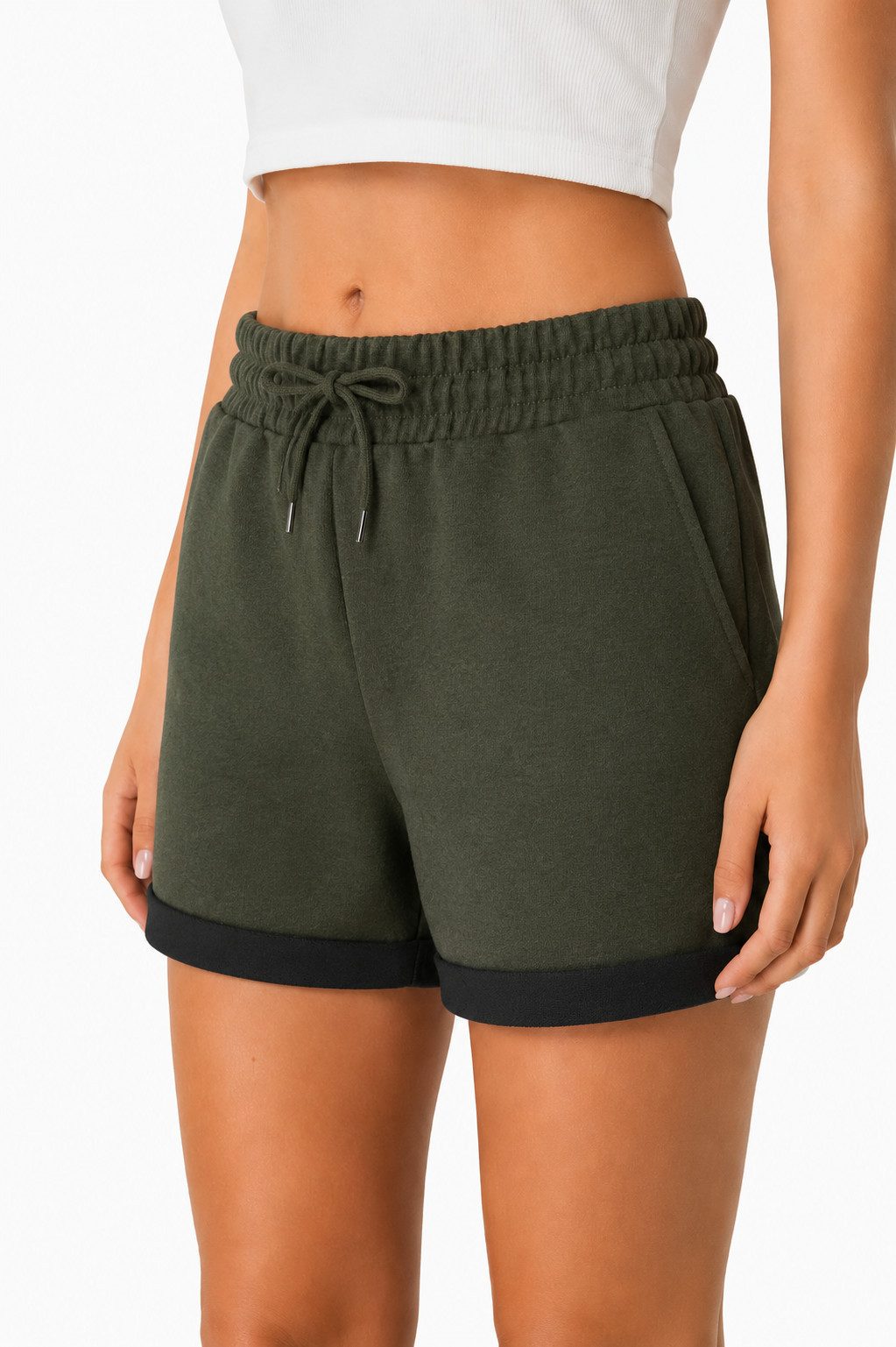 Smith & Solo Sweatshorts Kurze Hose Damen Shorts (1-tlg) Basic, Lycra, umschlagene Beinsaum