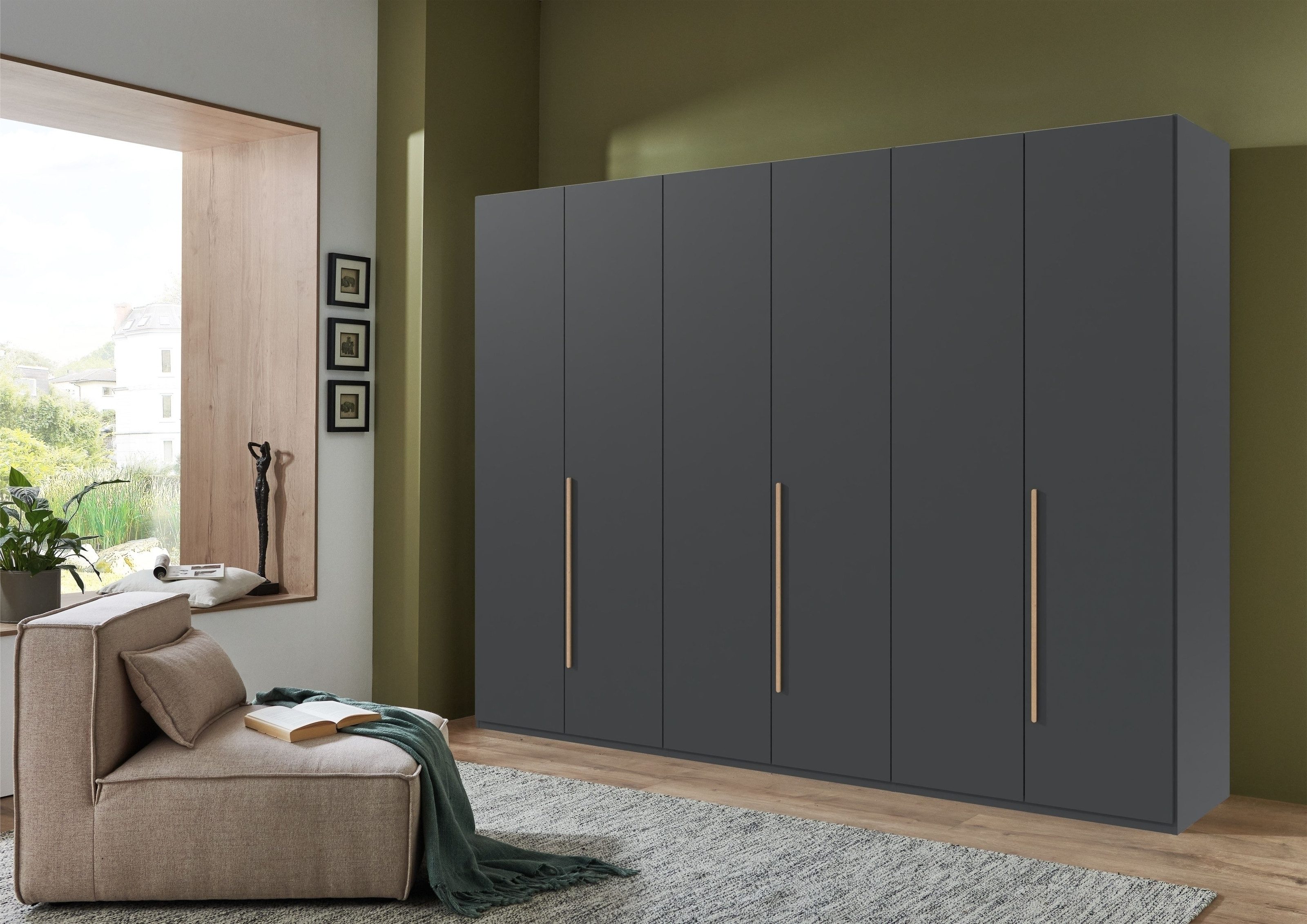 freiraum Drehtürenschrank LONDON inkl. Inneneinteilung, GRAFIT - 270x208x58cm (BxHxT)