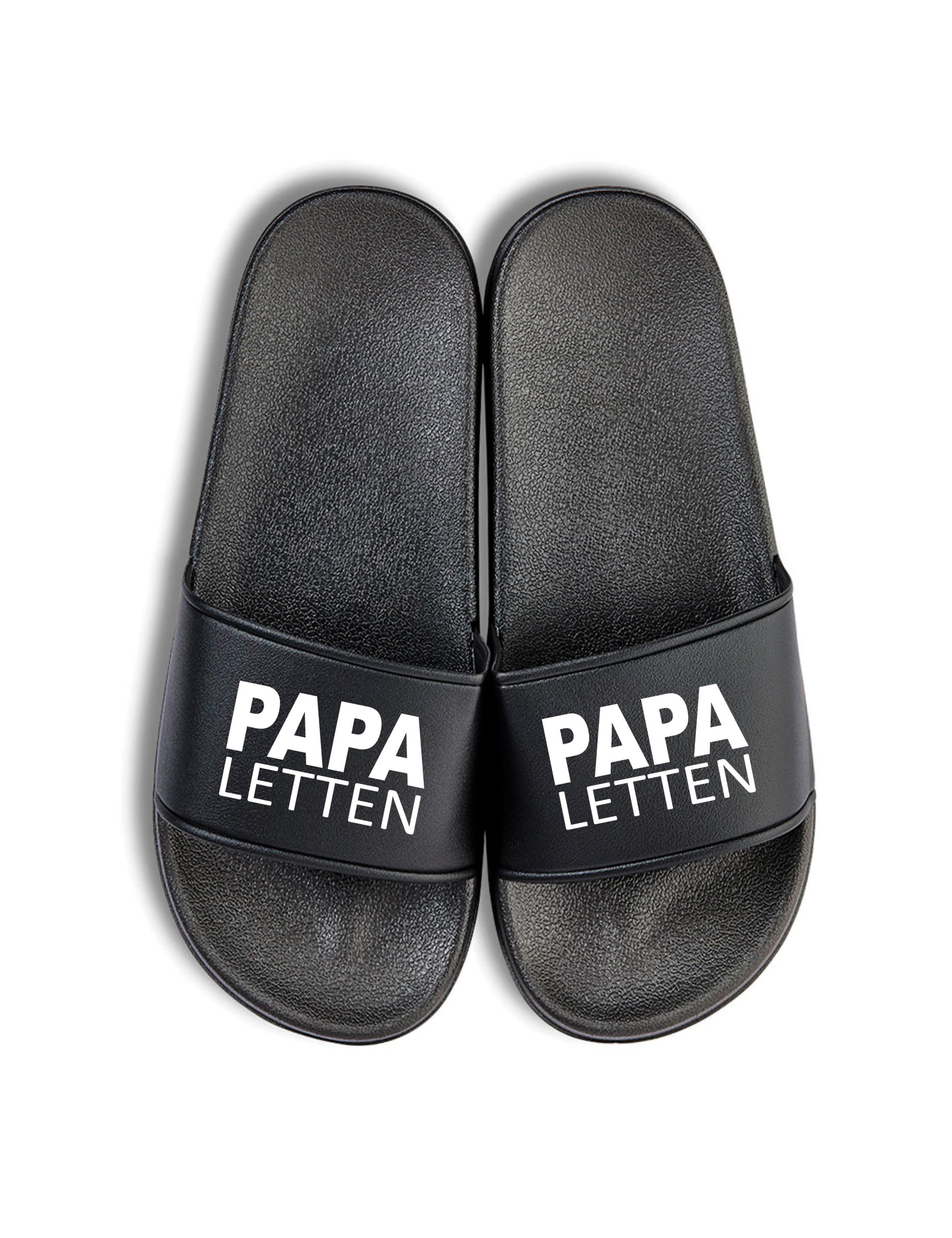 Herren Badelatschen "Papa Letten" Fun-Print lustig Geschenk Statement Badeschuh