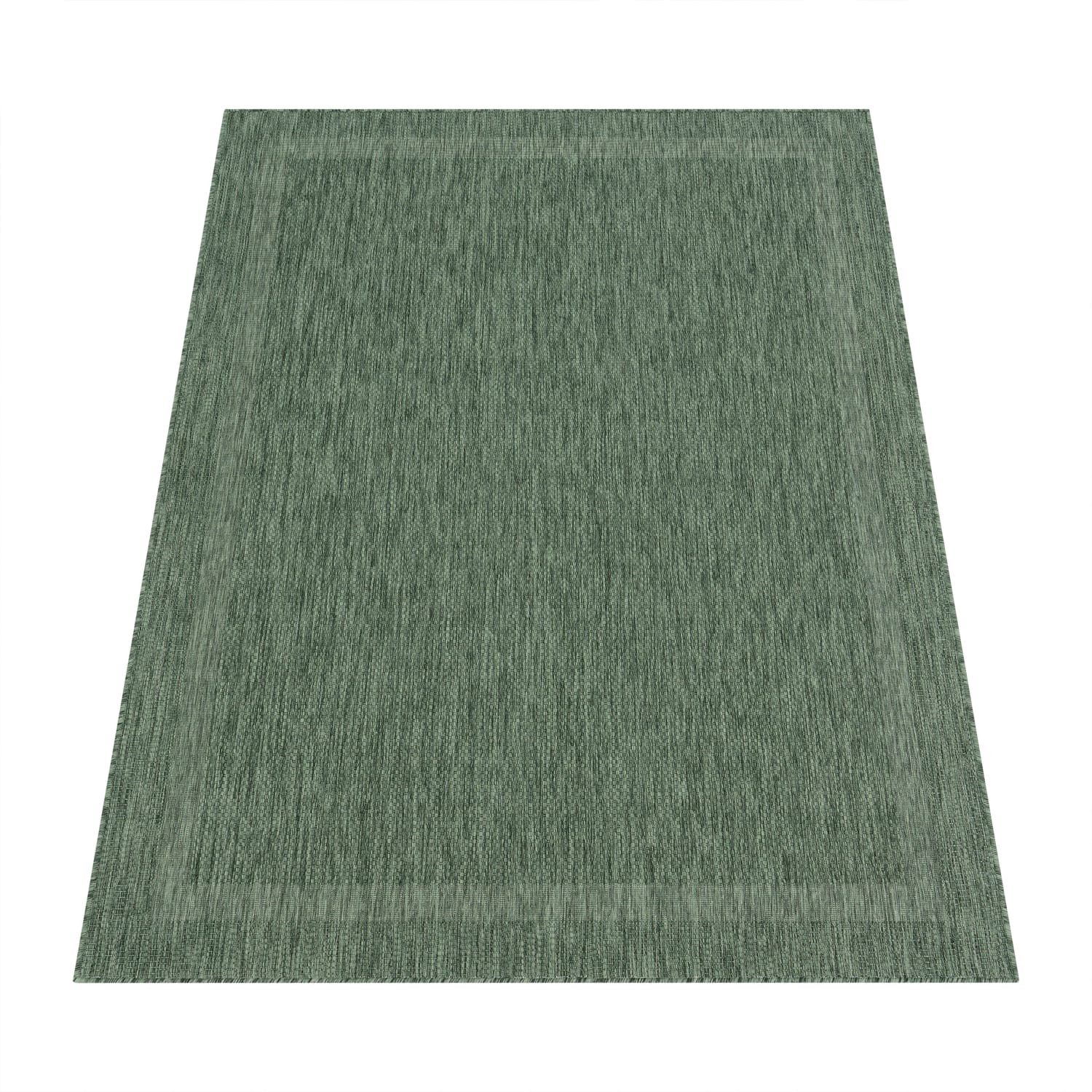KADIMA DESIGN Outdoorteppich Unifarben mit Bordüre Balkon, Terrasse Outdoor Teppich, Läufer, Höhe: 4 mm, 100% Polypropylen, Rücken aus Polypropylen, Läufer, 80x150cm, Grün