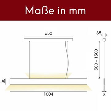 kalb Hängeleuchte BLADE Deckenleuchte LED Wohnleuchte 8mm sehr schmal höhenverstellbar, ohne Schalter, warmweiß