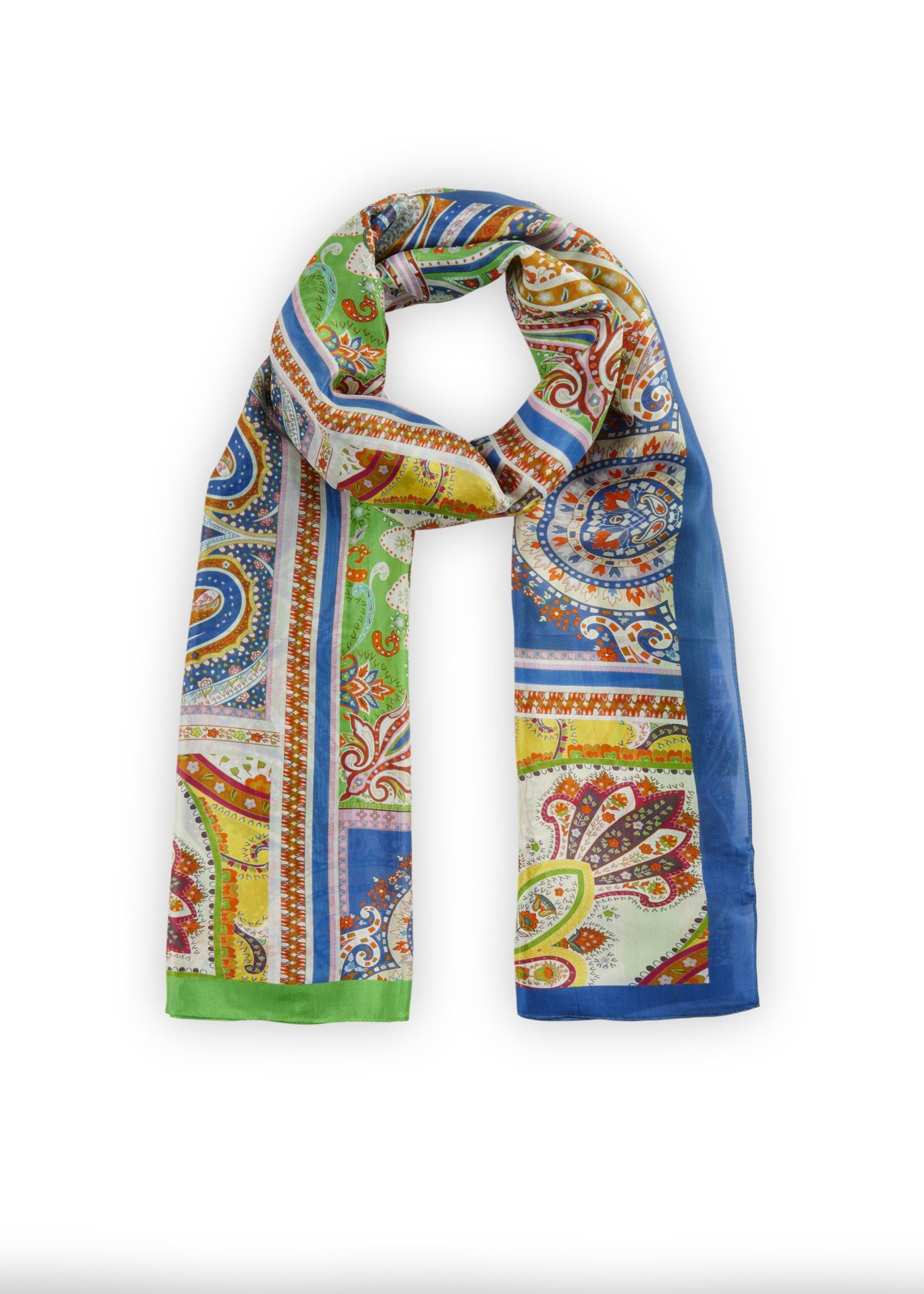 Strickmütze SCARF SILK PONGÉ PAISLEY blau-52X18