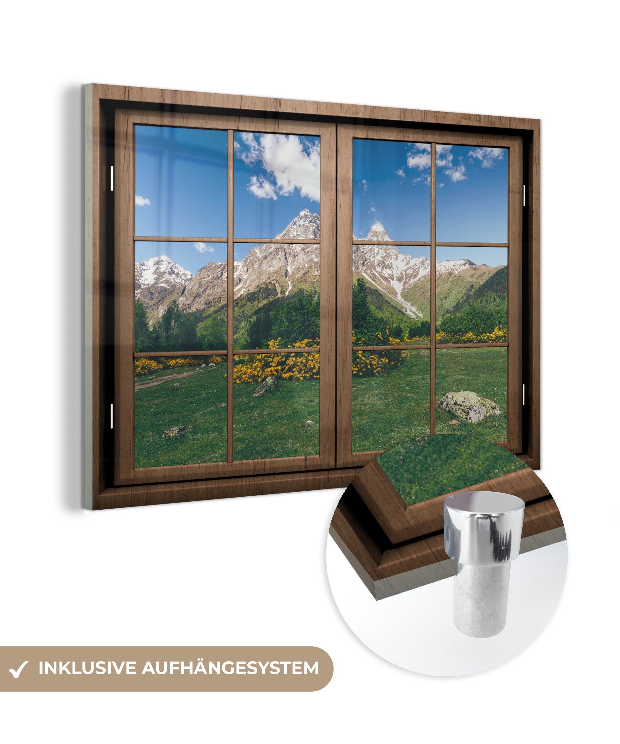 Glas - Bilder Natur, Acrylglasbild - Wandbild Wanddekoration (1 - St), Glas Aussicht Berg Glasbilder auf Foto auf MuchoWow - -