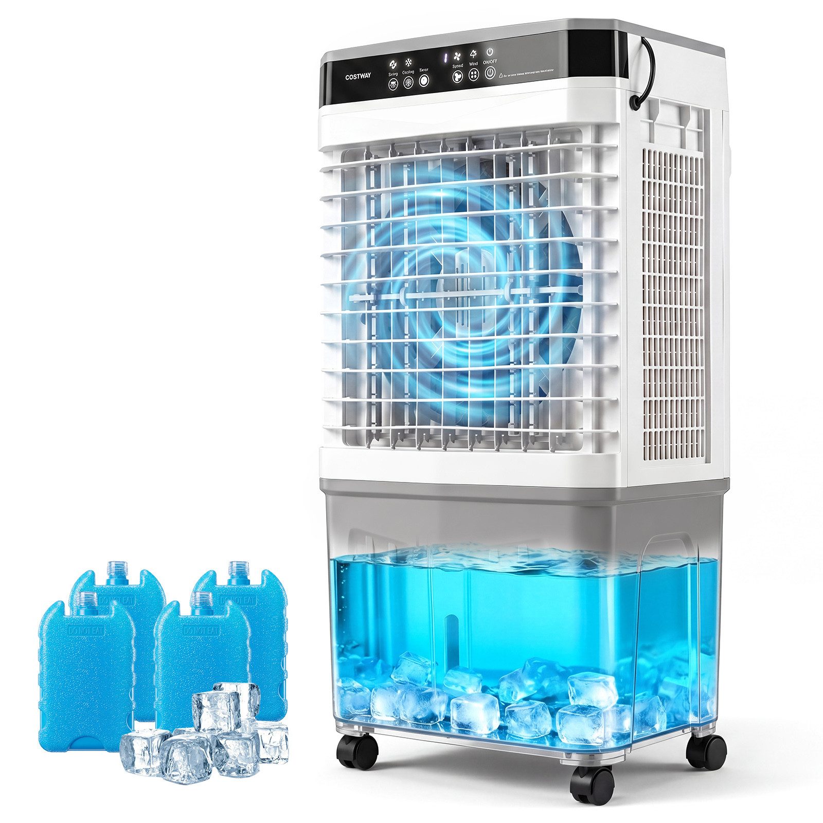 COSTWAY Ventilatorkombigerät, 3 in 1 Luftkühler mit 26L Wassertank, 12H Timer