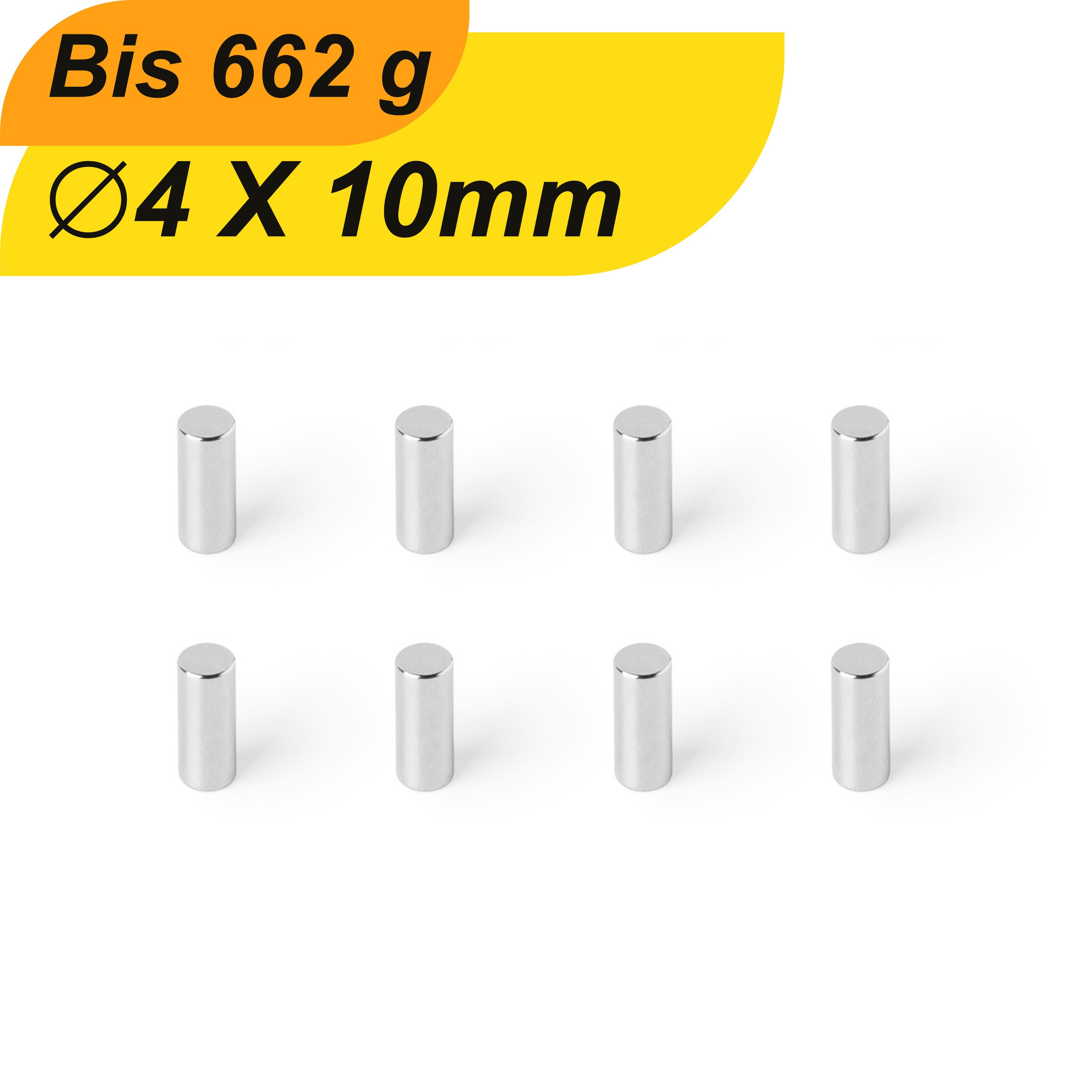 Magnet Neodym Magnet 4mm x 10mm Supermagnete hohe Haftkraft Scheibenmagnet