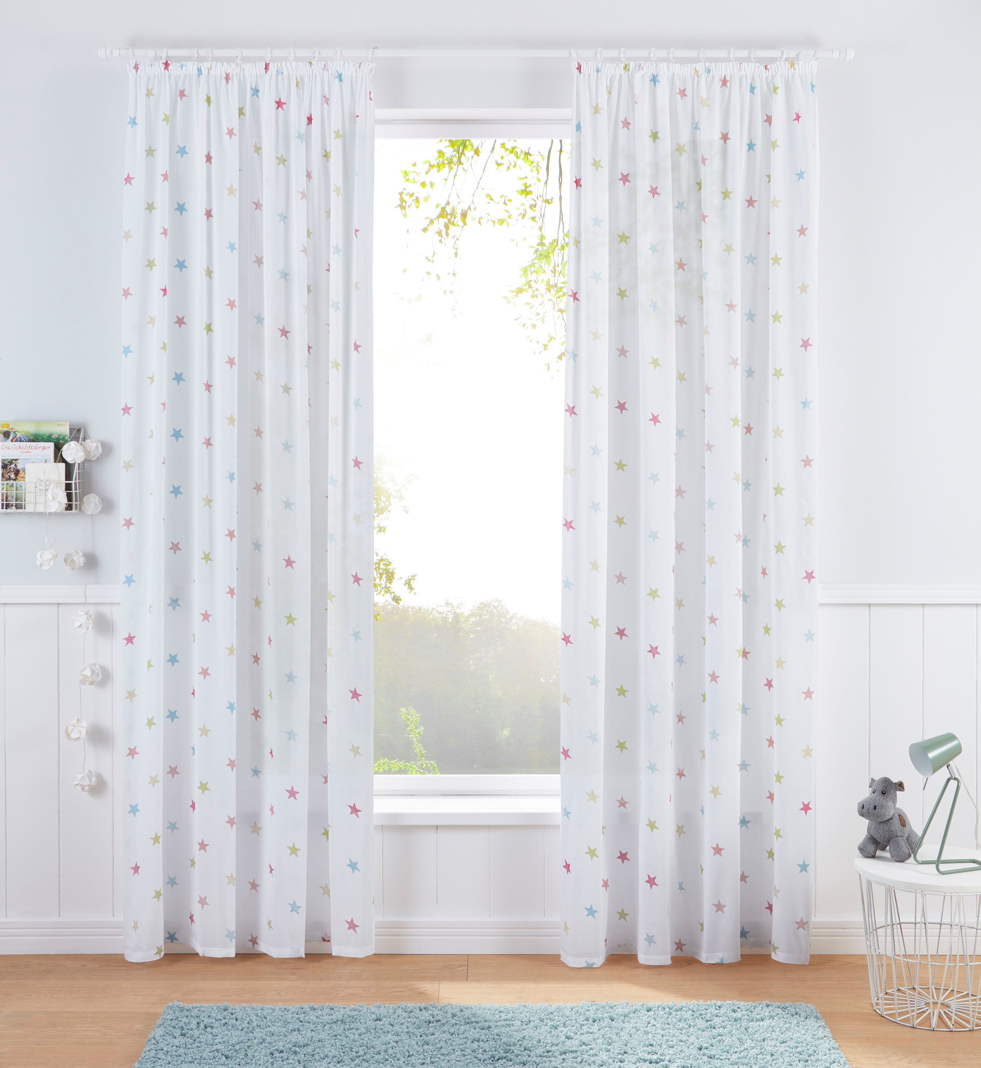 my home Gardine Stern (1 St), Kräuselband, halbtransparent, Kindergardine, günstig online kaufen