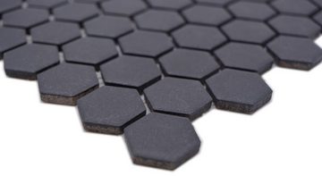 Mosani Mosaikfliesen Hexagonale Sechseck Mosaik Fliese Keramik mini schwarz