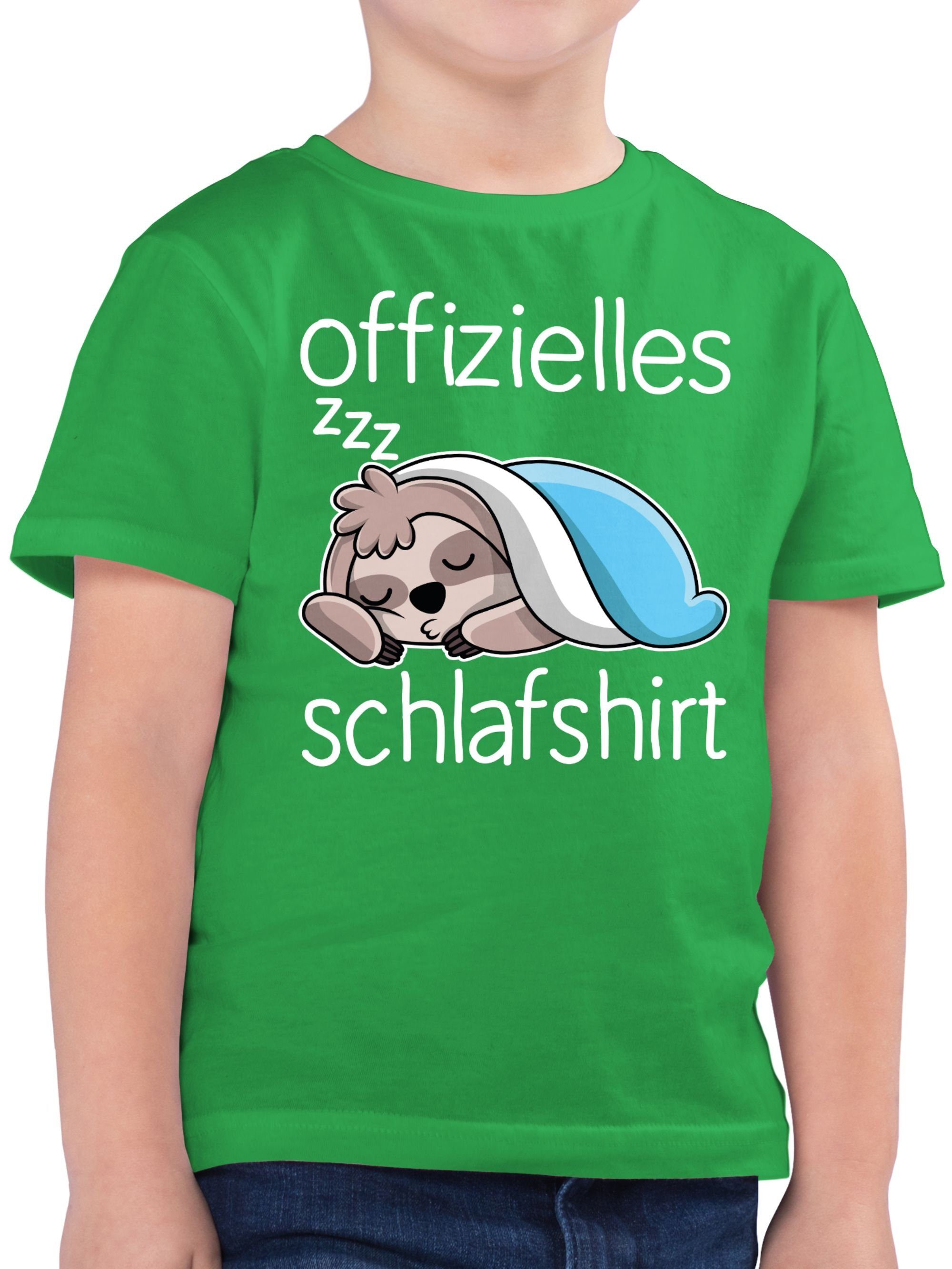 Shirtracer T-Shirt Offizielles Schlafshirt mit Faultier - weiß Statement Sprüche Kinder 03 Grün