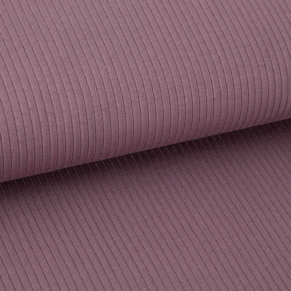 SCHÖNER LEBEN. Stoff Interlock Jersey Mandy gerippt einfarbig mauve lila 1,40m Breite, allergikergeeignet
