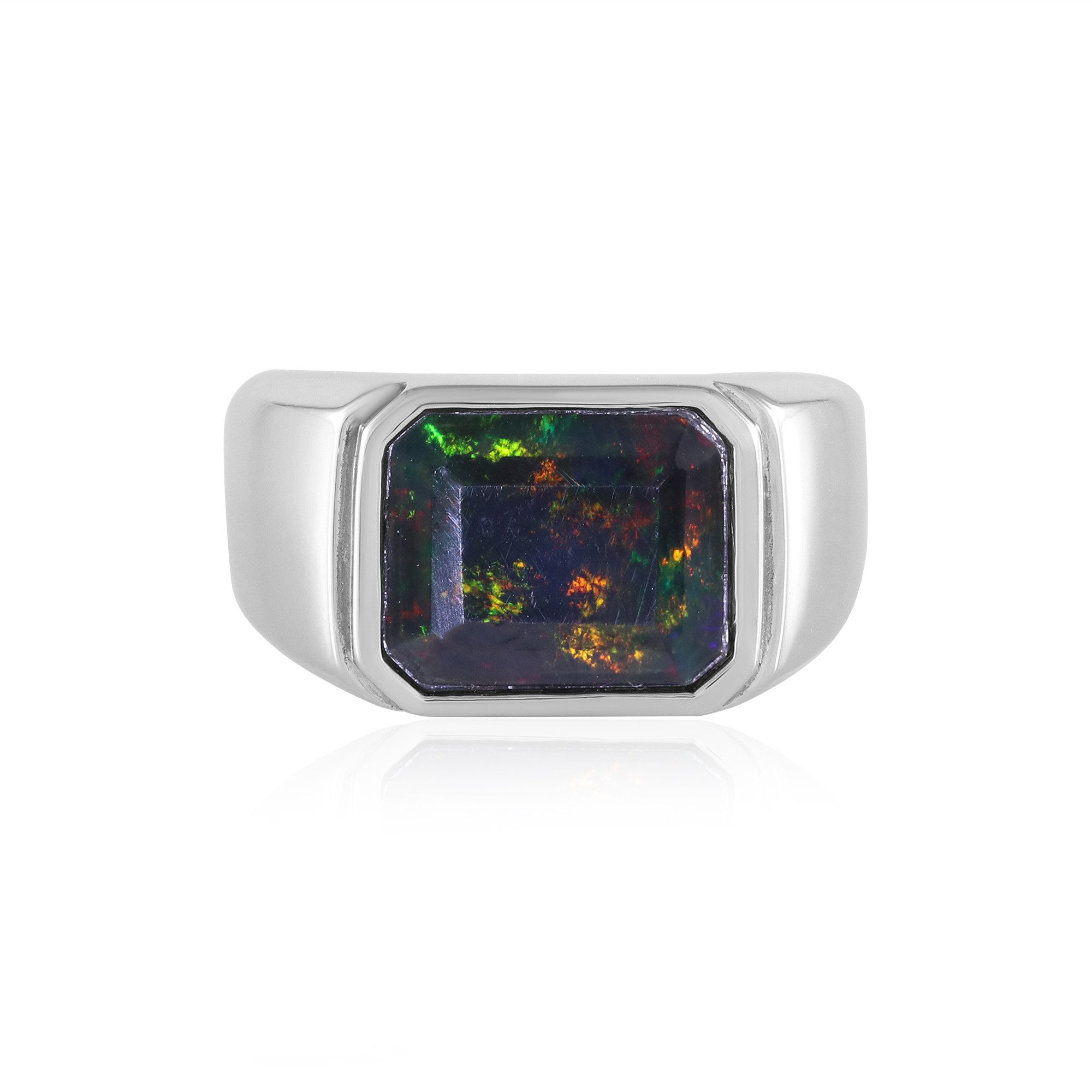 Cavill Solitärring Cavill 2,12 ct Opal Ring Sterlingsilber platinierter Farbspiel (1-tlg)