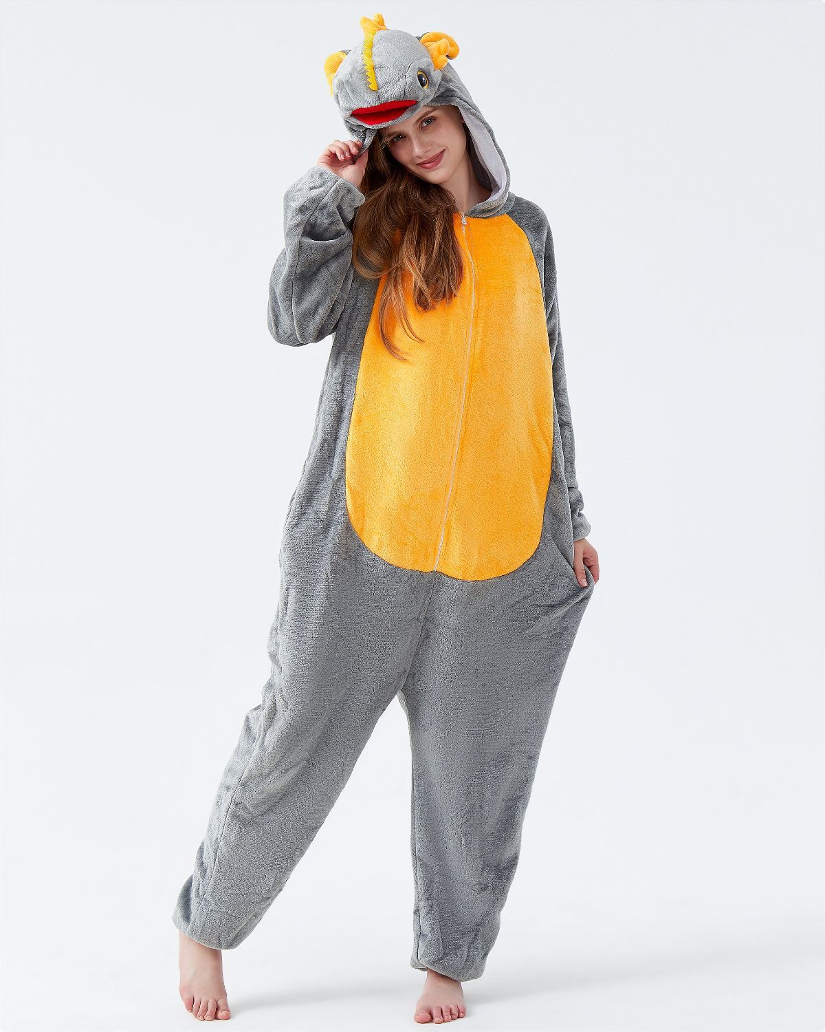 Corimori Partyanzug Onesie Ganzkörper Kostüm für Erwachsene, Damen Herren Karneval Tiefsee-Fisch Anglerfisch Seeteufel,XL