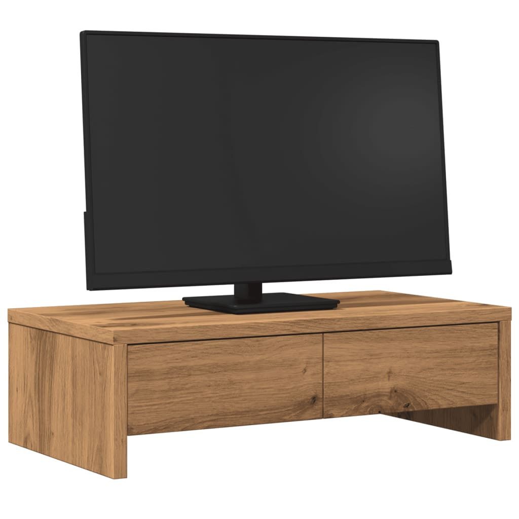 vidaXL Monitor-Halterung Monitorständer mit Schubladen Artisan-Eiche 50x27x15 cm, (1-tlg)