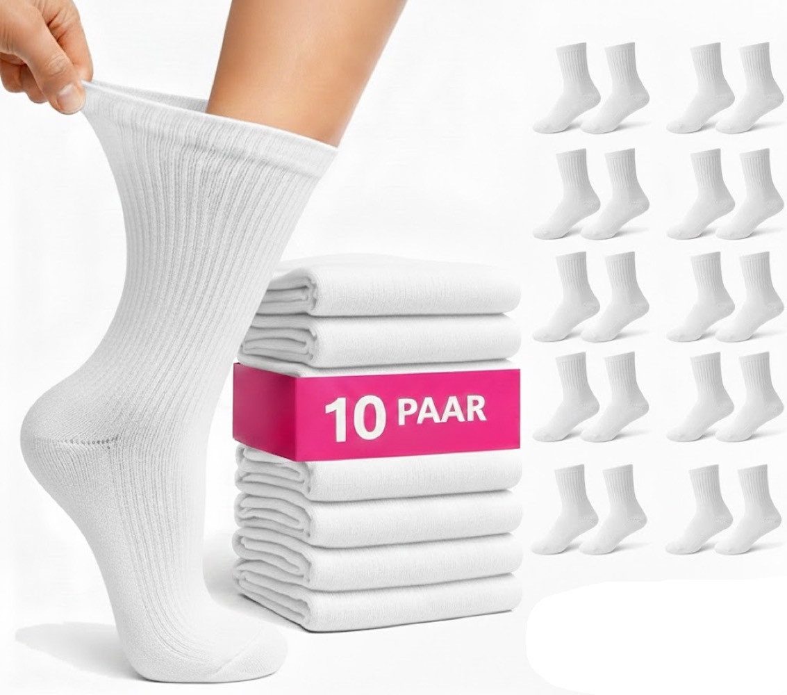 Cocain underwear Gesundheitssocken 10 x Arzt-Socken Krankenschwester weisse Socke kochfest ohne Gummi 100 (10-Paar) kochfest - 100% Baumwolle - für Diabetiker geeignet