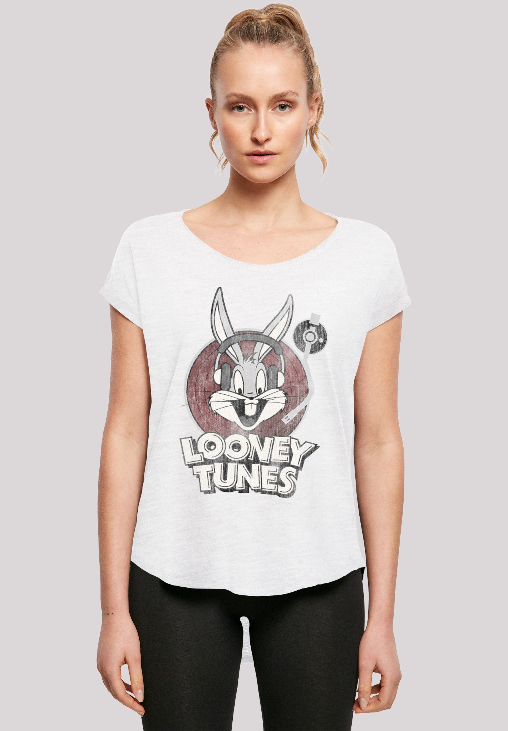 Bugs Bunny\' T-Shirt Tunes Hinten lang geschnittenes F4NT4STIC Looney Print, Damen extra T-Shirt