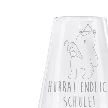 Mr. & Mrs. Panda Weißweinglas Bär Schultüte - Transparent - Geschenk, Hochwertige Weinaccessoires, Premium Glas, Liebevoll gestaltet
