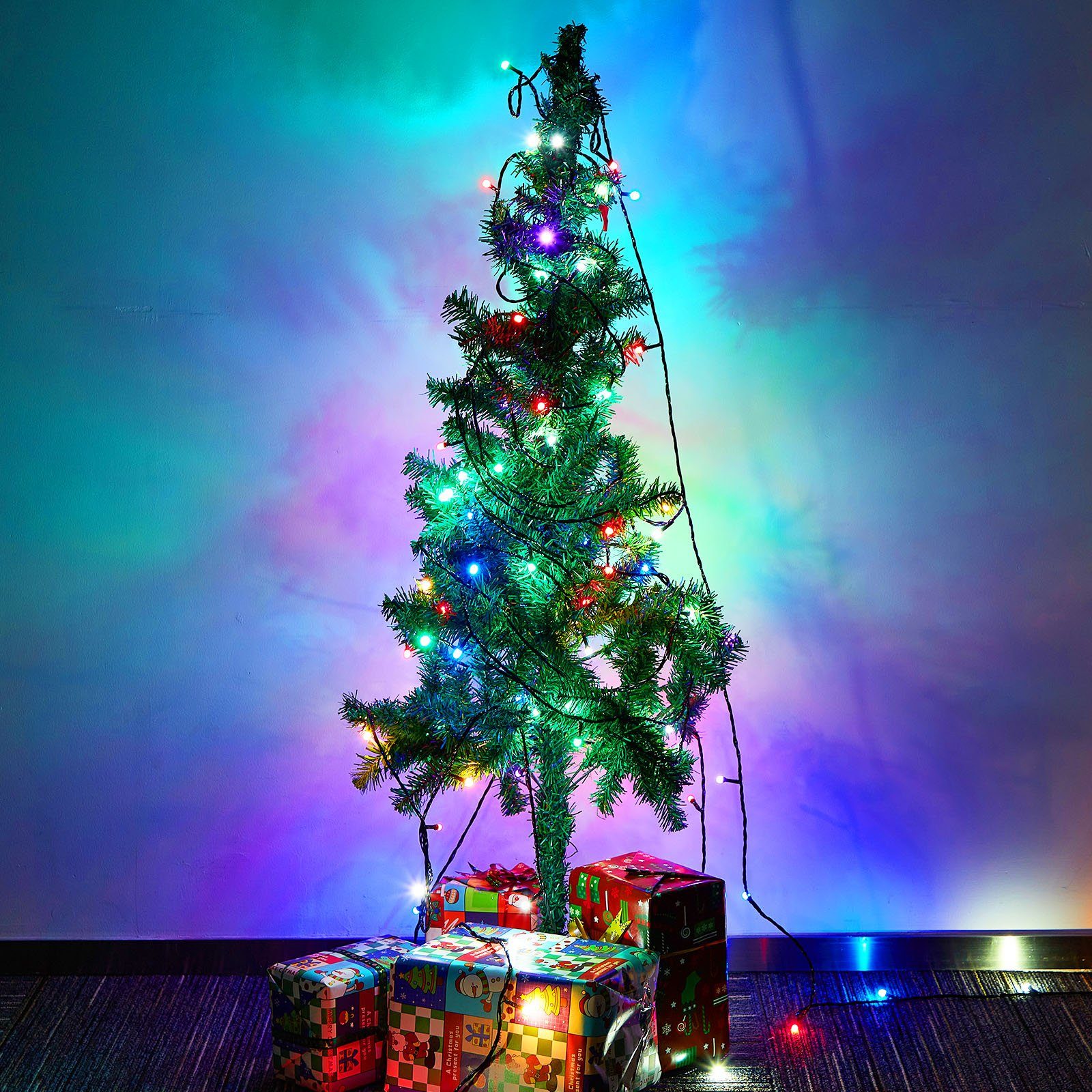 50M, Weihnachtsbaum Deko, LED-Lichterkette Kabel, Spulenverpackung Rosnek Modi, Multicolor 240LEDs, wasserdicht, 8 Speicherfunktion, für schwarzes Garten