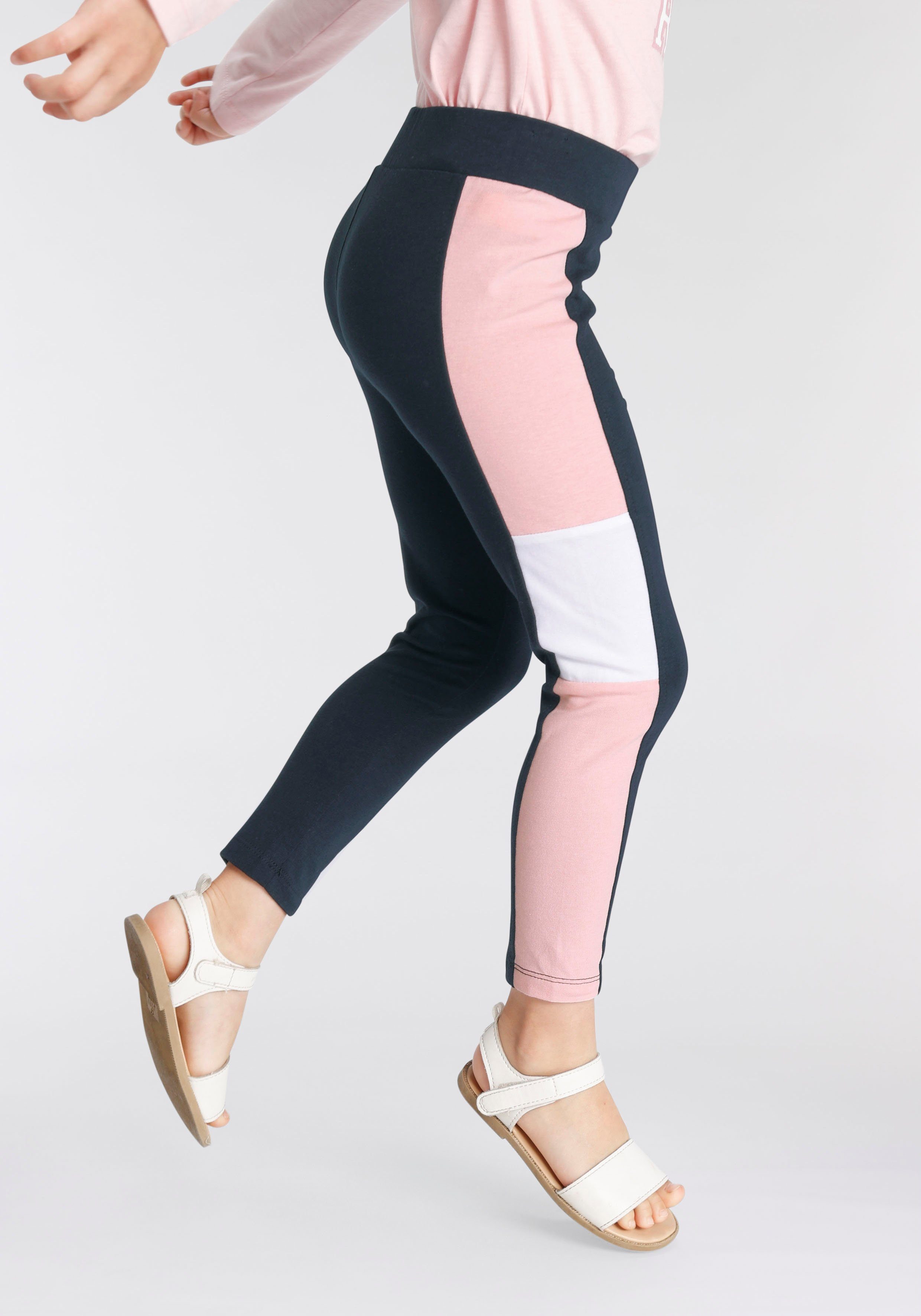 KangaROOS Leggings Colorblocking Leggings für kleine Mädchen mit breitem Bündchen und Logoprint