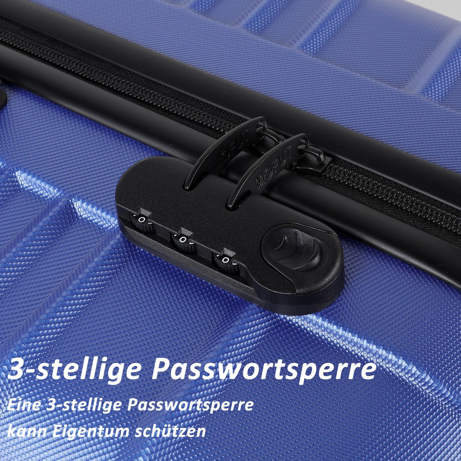 MoFut Koffer Zwillingsrollen Reisekoffer Koffer Trolleys Hartschale (M/L/XL), 4 Rollen, Trolley Handgepäck Große Kapazität mit 4 Rollen und Zahlenschloss