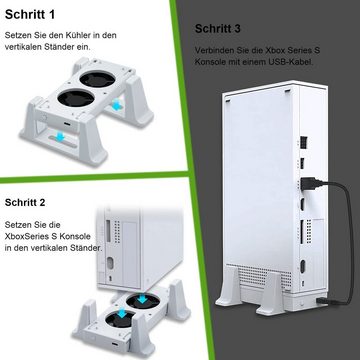 Tadow Xbox Mainframe-Kühlgebläse, USB-Anschluss und 2 Ventilatoren Xbox-Controller (3-Stufen verstellbare Lüfter Drehgeschwindigkeit, weiß)