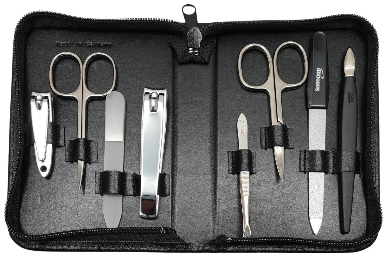 EloModa Maniküre-Kosmetik-Etui 8-teiliges Maniküre-Set Echtleder Etui · Solingen Instrumente · Made, 8 tlg., Made in Germany