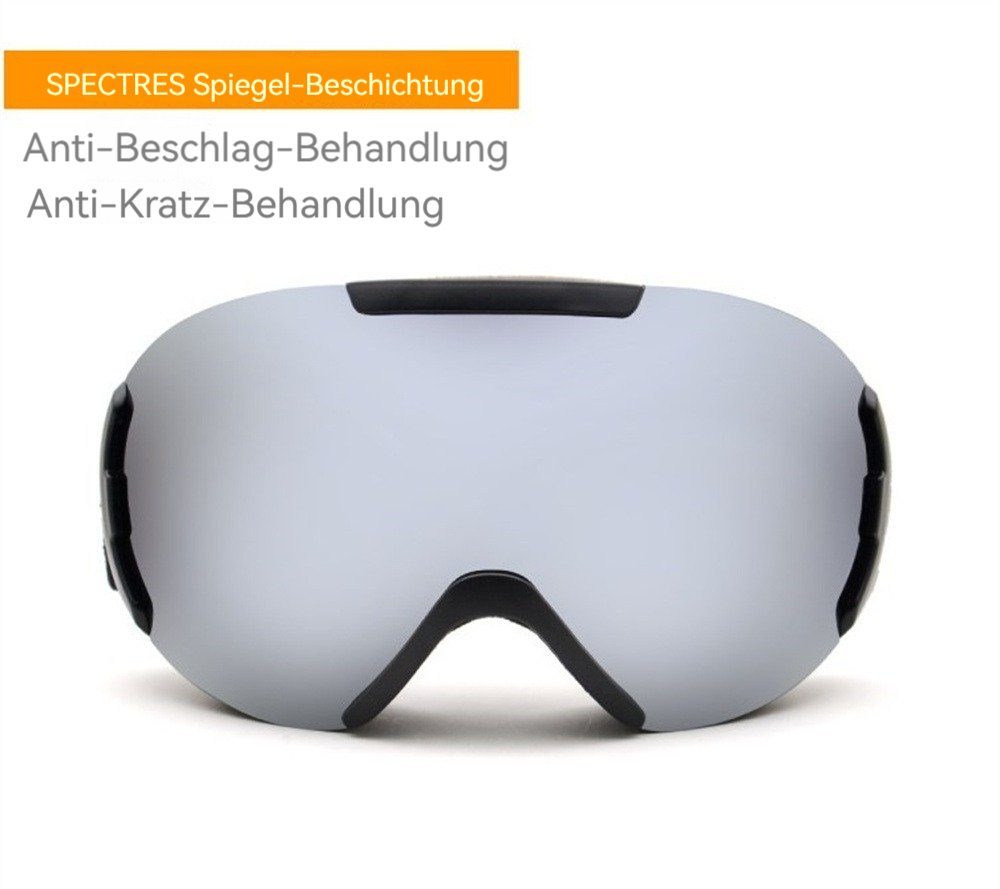 praktischer Schutzbrille, sphärischer Skibrille Anti-Beschlag-Beschichtung Skibrille (1-St), Dekorative blau UV-Schutz, Schutz, mit Winter UV Snowboardbrille,