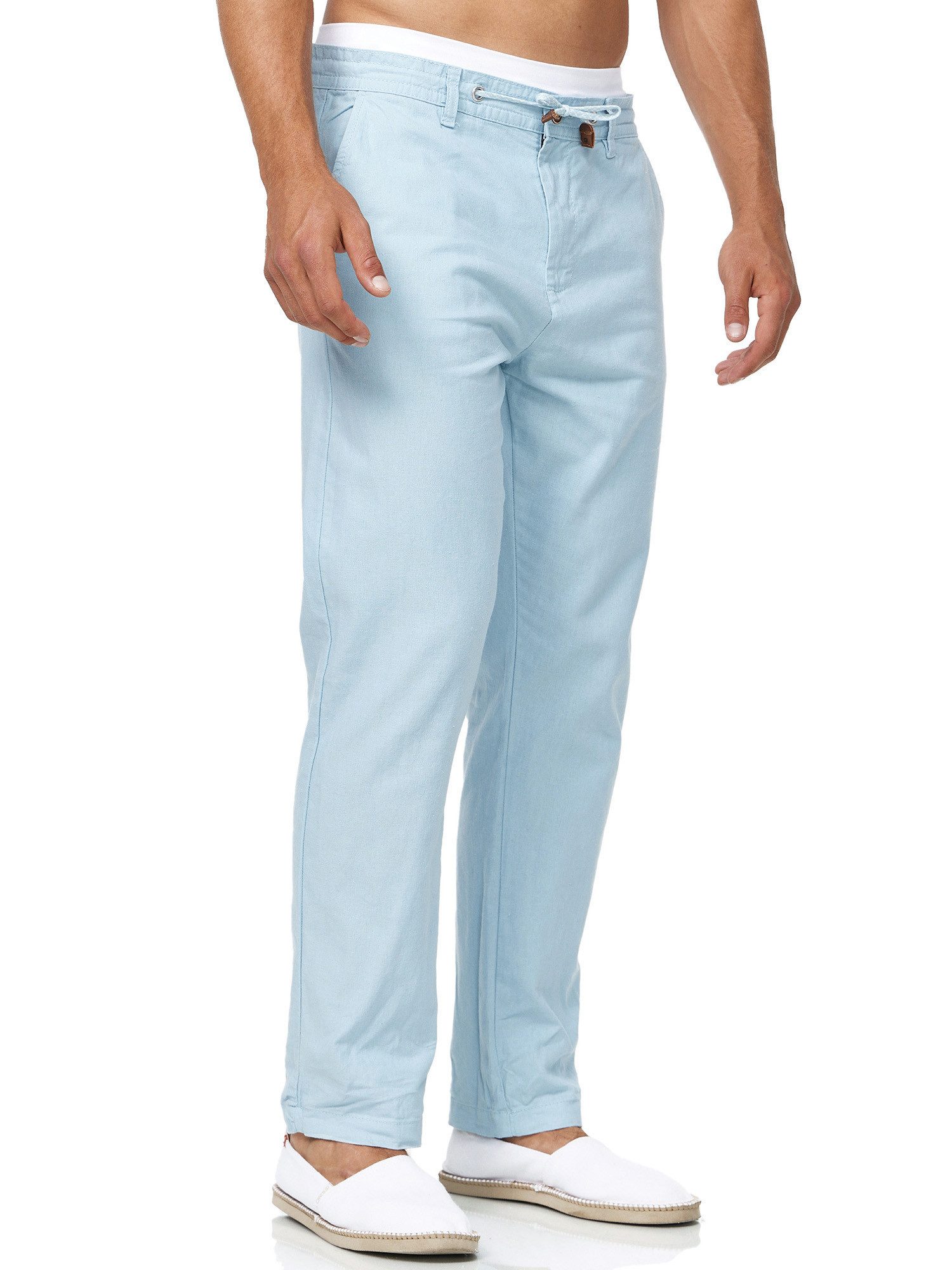 Indicode Leinenhose Herren Veneto Sommerhose Leinen Herrenhose leichte Sommerhose mit Kordelzug