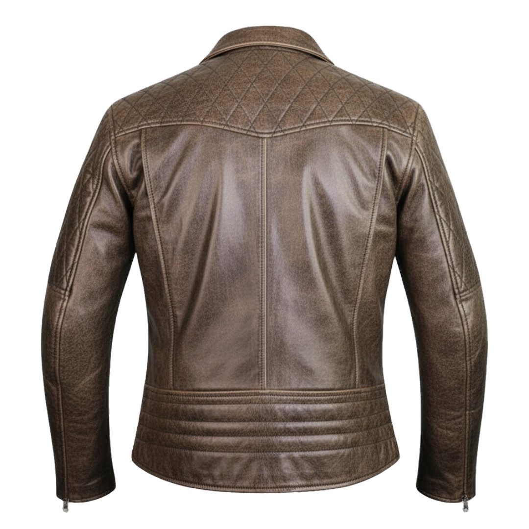 MDM Lederjacke Herren Retro Motorrad Lederjacke Vintage Bikerjacke Echtleder mit Protektoren