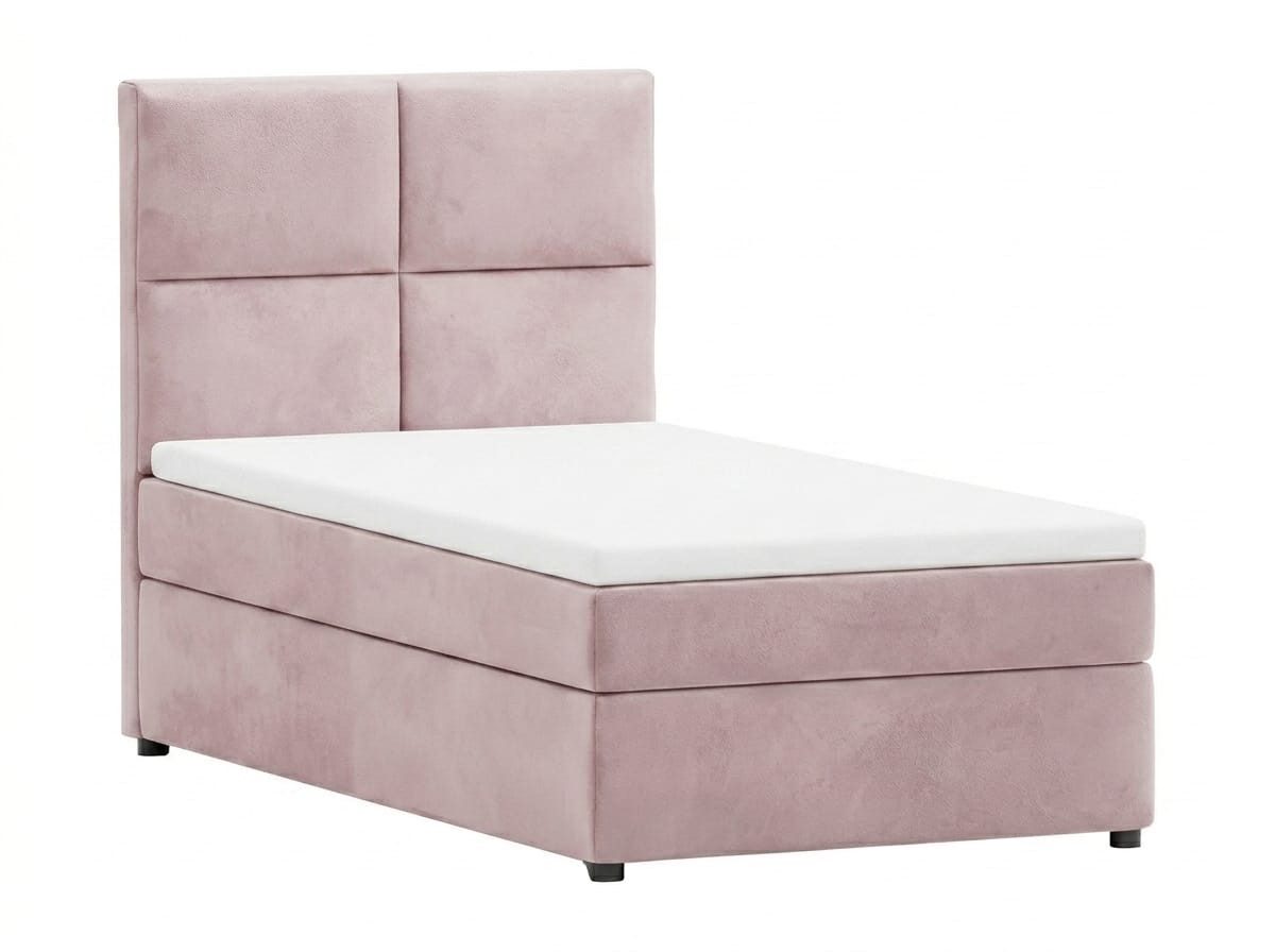 JVmoebel Boxspringbett Rosa Bett 90x200 mit Matratze, Stauraum und Topper (1-St., 1-tlg), Luxuriöses Design mit Stauraum