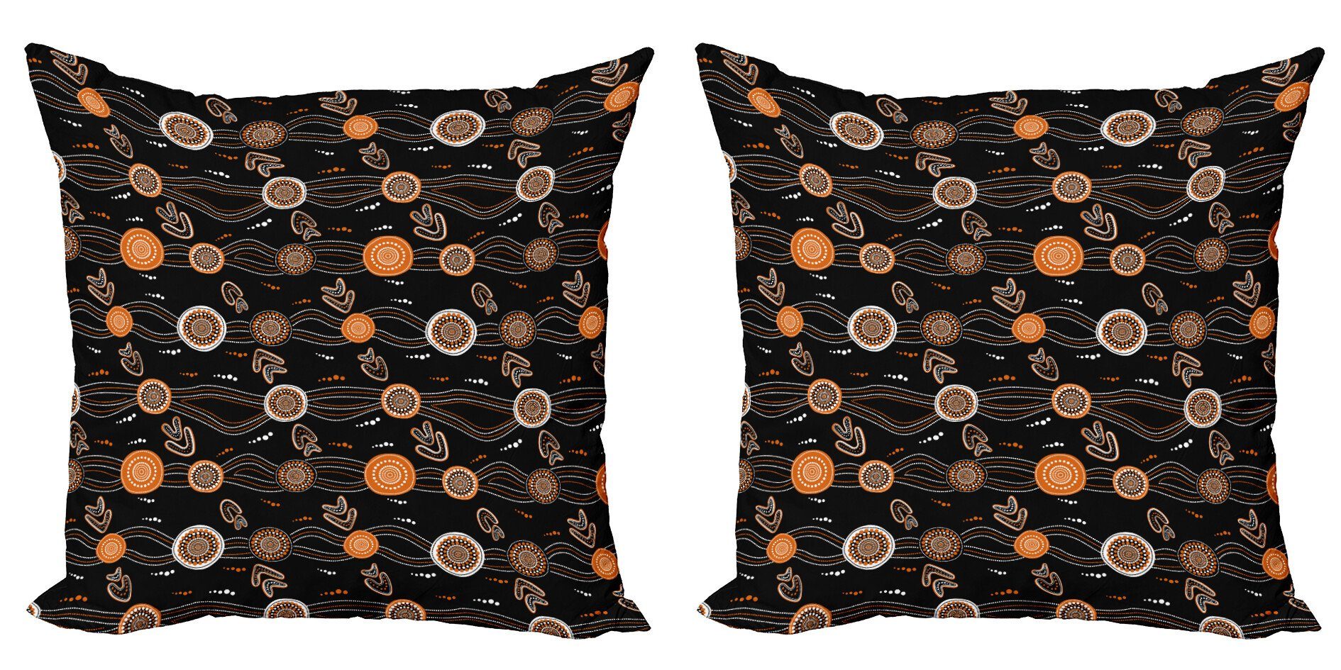 Kissenbezüge Modern Accent Doppelseitiger Digitaldruck, Abakuhaus (2 Stück), Aboriginal Waves Dots und Boomerang