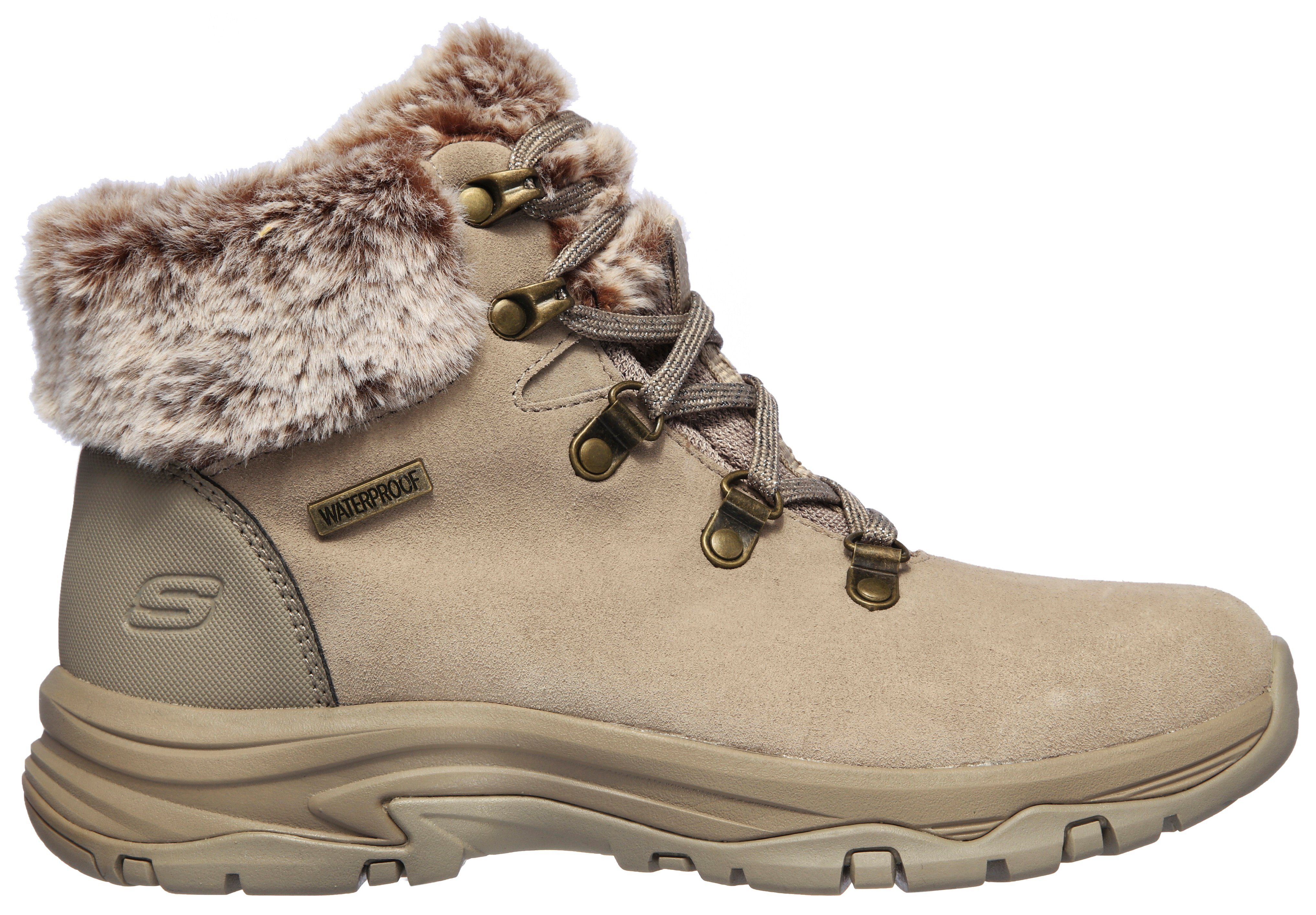 Winterboots Schaft taupe am Skechers Fellimitat mit TREGO-