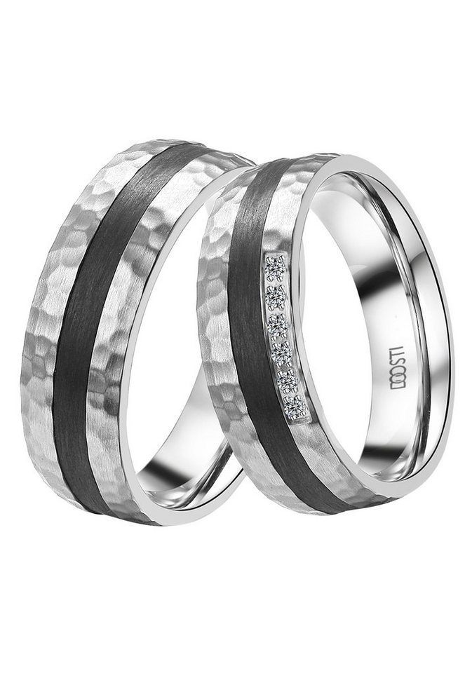 DOOSTI Trauring Schmuck Geschenk Edelstahl Trauring Ehering Partnerring  LIEBE, mit o. ohne Zirkonia, Wahlweise mit oder ohne Zirkonia