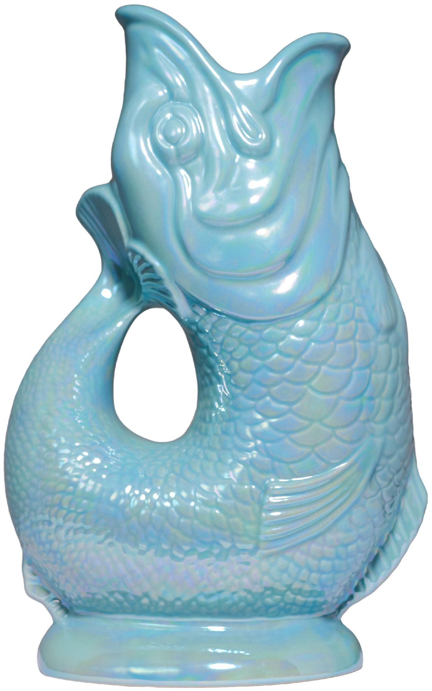 Gluckigluck Wasserkaraffe, (Original Gluggle Jug aus England), mit Gluckergeräusch, handgefertigt, ikonisches Fisch-Design, 1,2 L