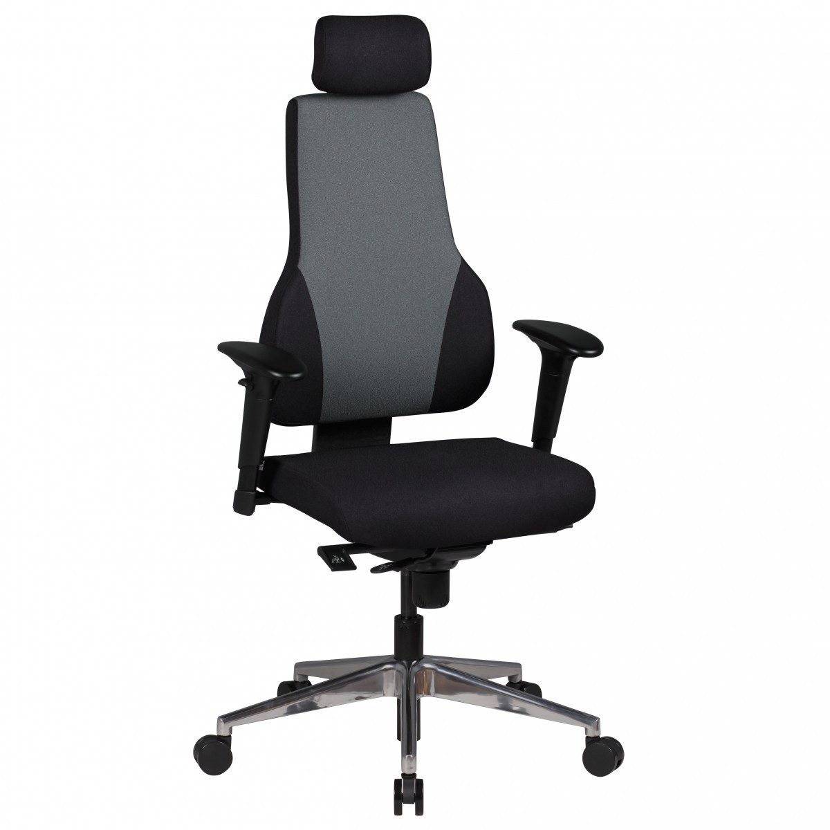 Amstyle Chefsessel QENTIN schwarz/grau Stoffbezug Bürostuhl mit Kopfstütze (Bürostuhl XXL 120 kg Modern, Stoff Schwarz / Grau), Schreibtischstuhl Drehbar Drehstuhl mit Kopfstütze