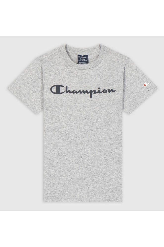 Champion T-Shirt (Baumwolle) Crew mit Logo-Schriftzug hellgrau Jungen