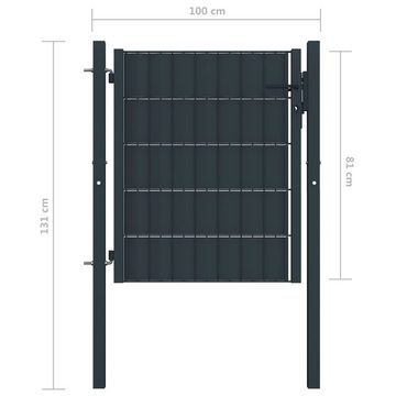 vidaXL Gartentor Zauntor PVC und Stahl 100x81 cm Anthrazit Abschließbar Schlüssel